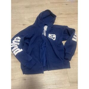 Disney World Blue Zip Up Hoodie XS Embroidered Logo Spell Out Pullover Jacket